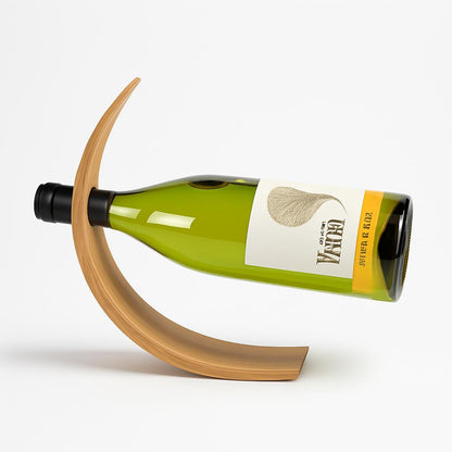 Eco-Friendly Balancing Wine Bottle Holder - Natural Wood Tone