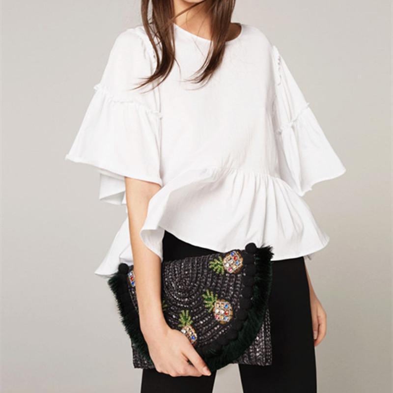 Envelope Straw Bag in Black