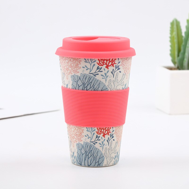 Bamboo Reusable Coffee Cup with Lid & Silicone Sleeve