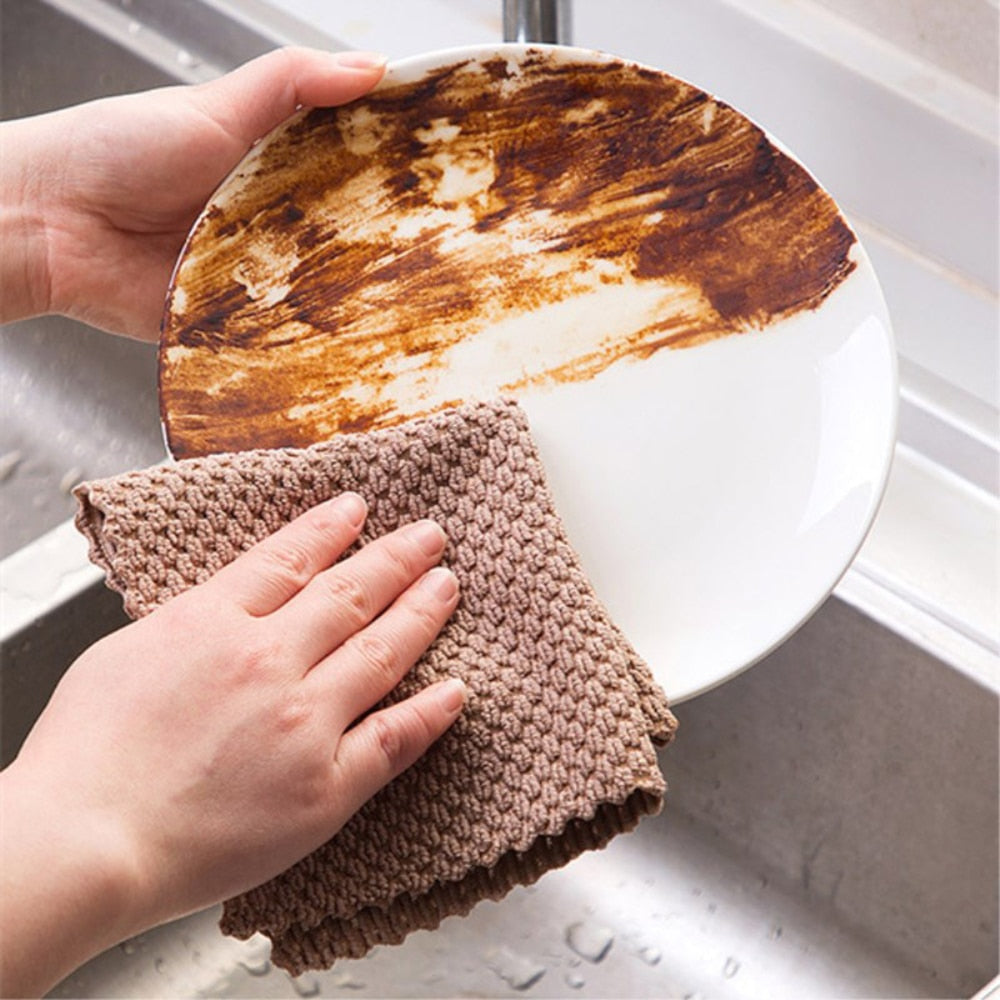 Anti-Grease Kitchen Cleaning Towels - Set of 5 Absorbable Rags for
