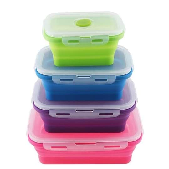 Silicone Lunch Boxes, Foldable Food-grade Microwave Silicone Lunch