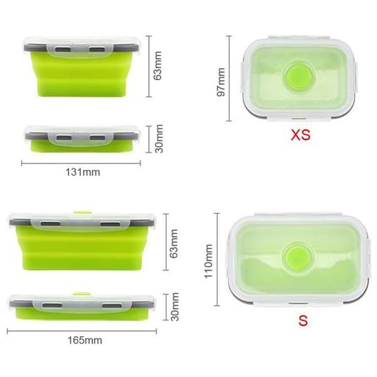 Portable Silicone Foldable Lunch Box Microwaveable Plastic Storage