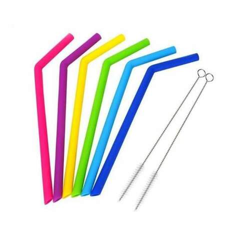 Reusable Multicolored Silicone Straws (6-Piece Set)
