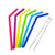 six colored silicone straws with straws cleaners