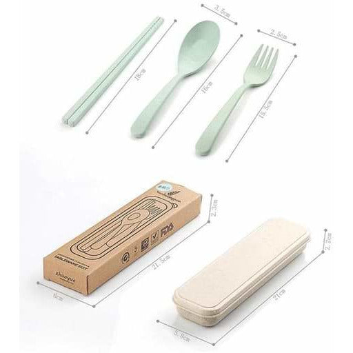 Reusable Travel Utensils Set with Case, 4 Sets Wheat Straw Portable Knife  Fork Spoons Tableware, Eco